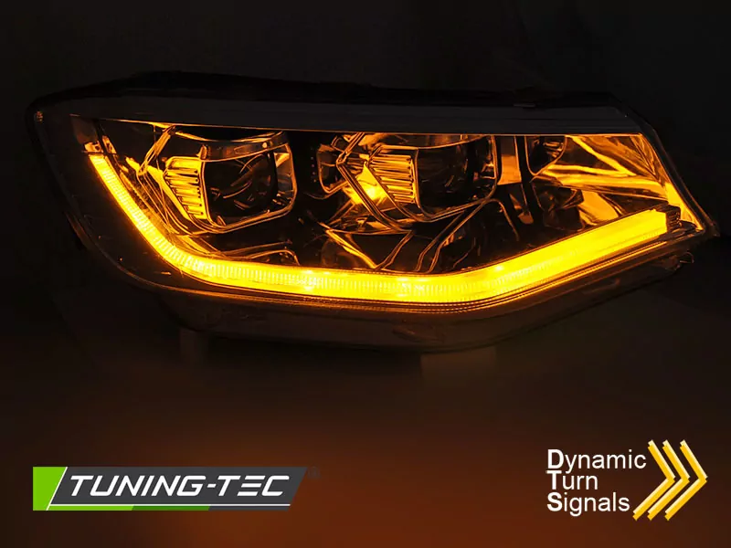 Headlights Tube Light Chrome Drl Seq Fits Vw Caddy 20-