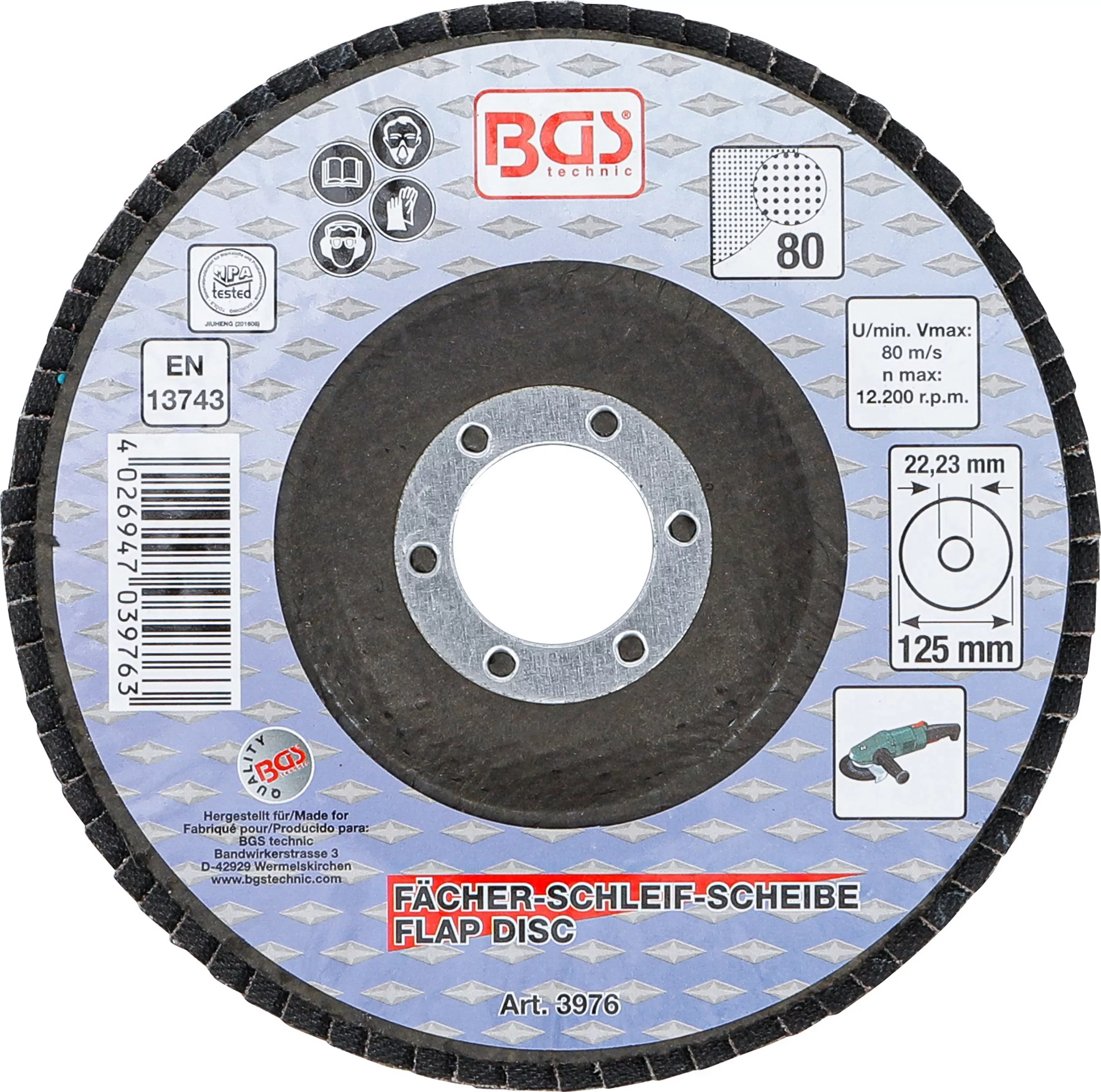 Fächer-Schleif-Scheibe | Ø 125 mm | K 80