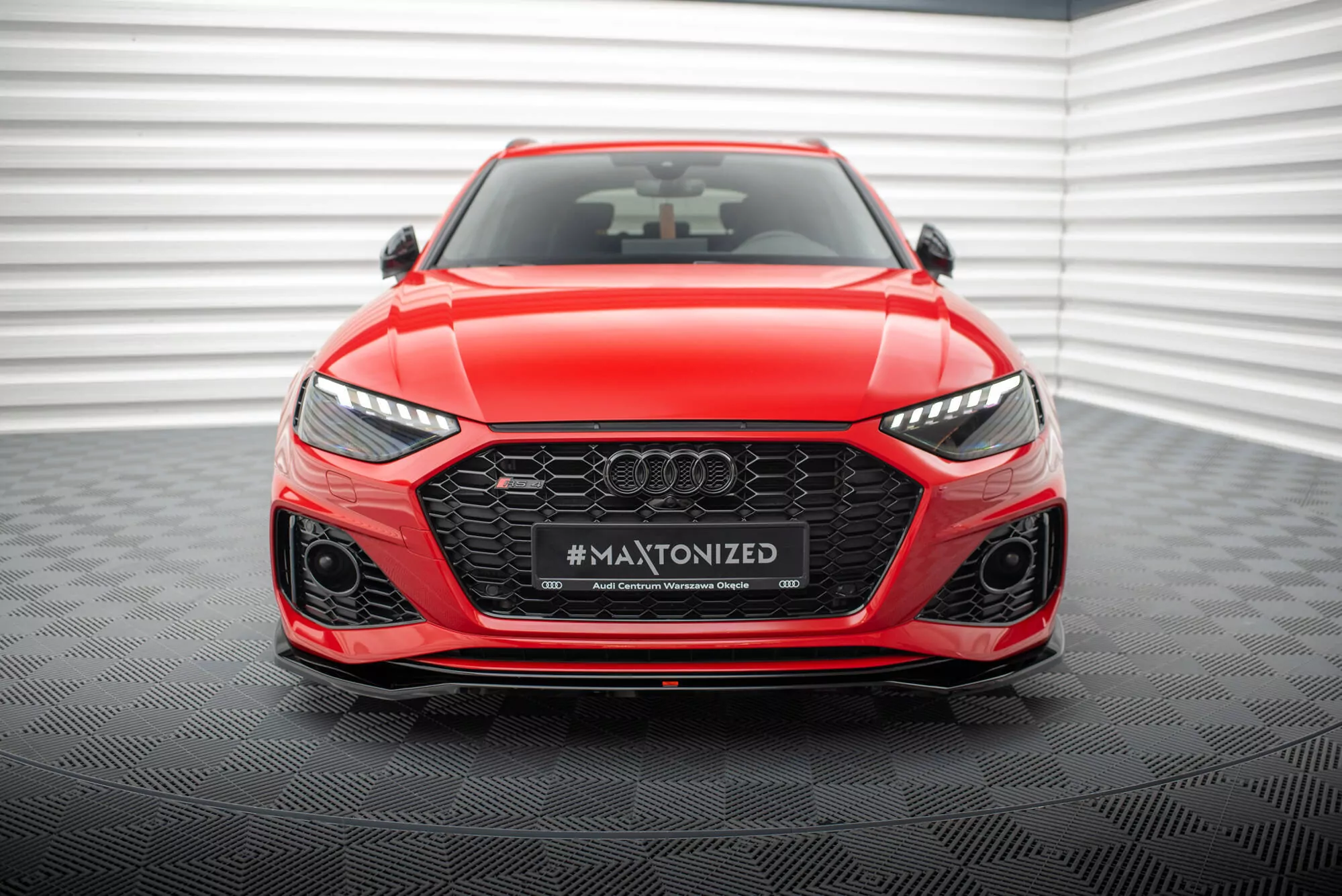 Front Ansatz V.1 Für Audi RS4 B9 Facelift Schwarz Hochglanz