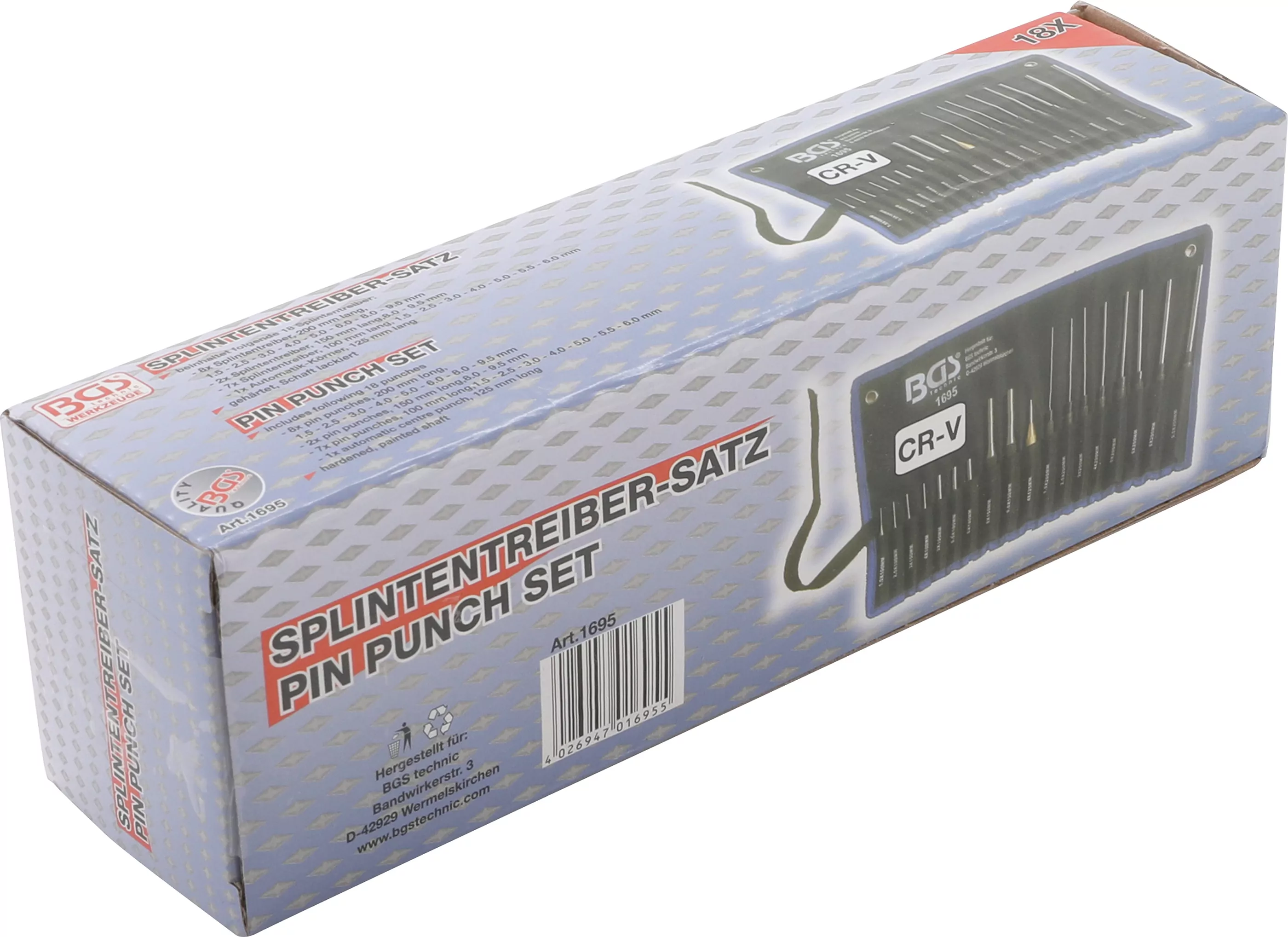 Splintentreiber-Satz | 100 - 150 - 200 mm | 1,5 - 9,5 mm | inkl. Körner | 18-tlg.