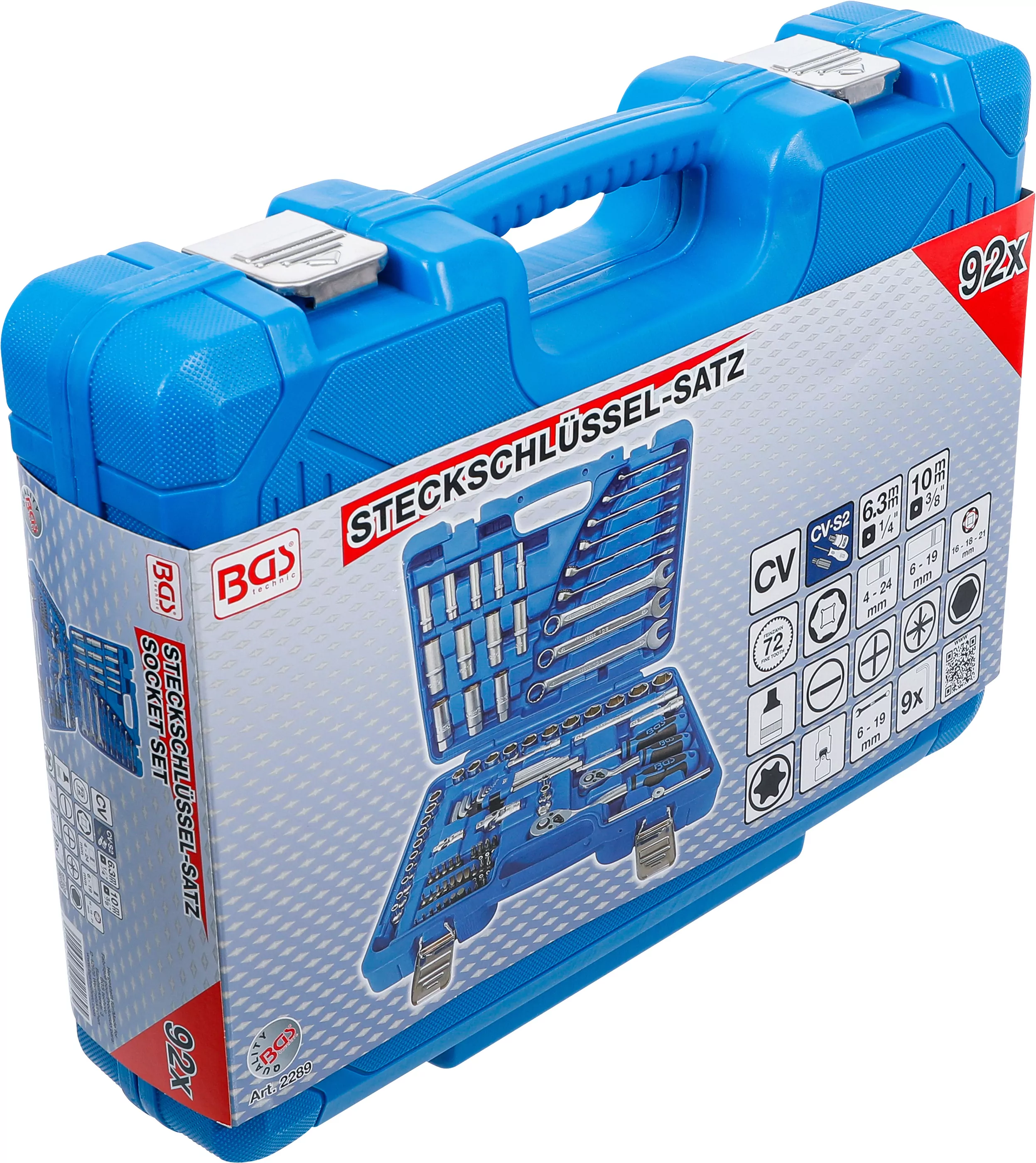 Steckschlüssel-Satz Sechskant | Antrieb 6,3 mm (1/4") / 10 mm (3/8") | 92-tlg.