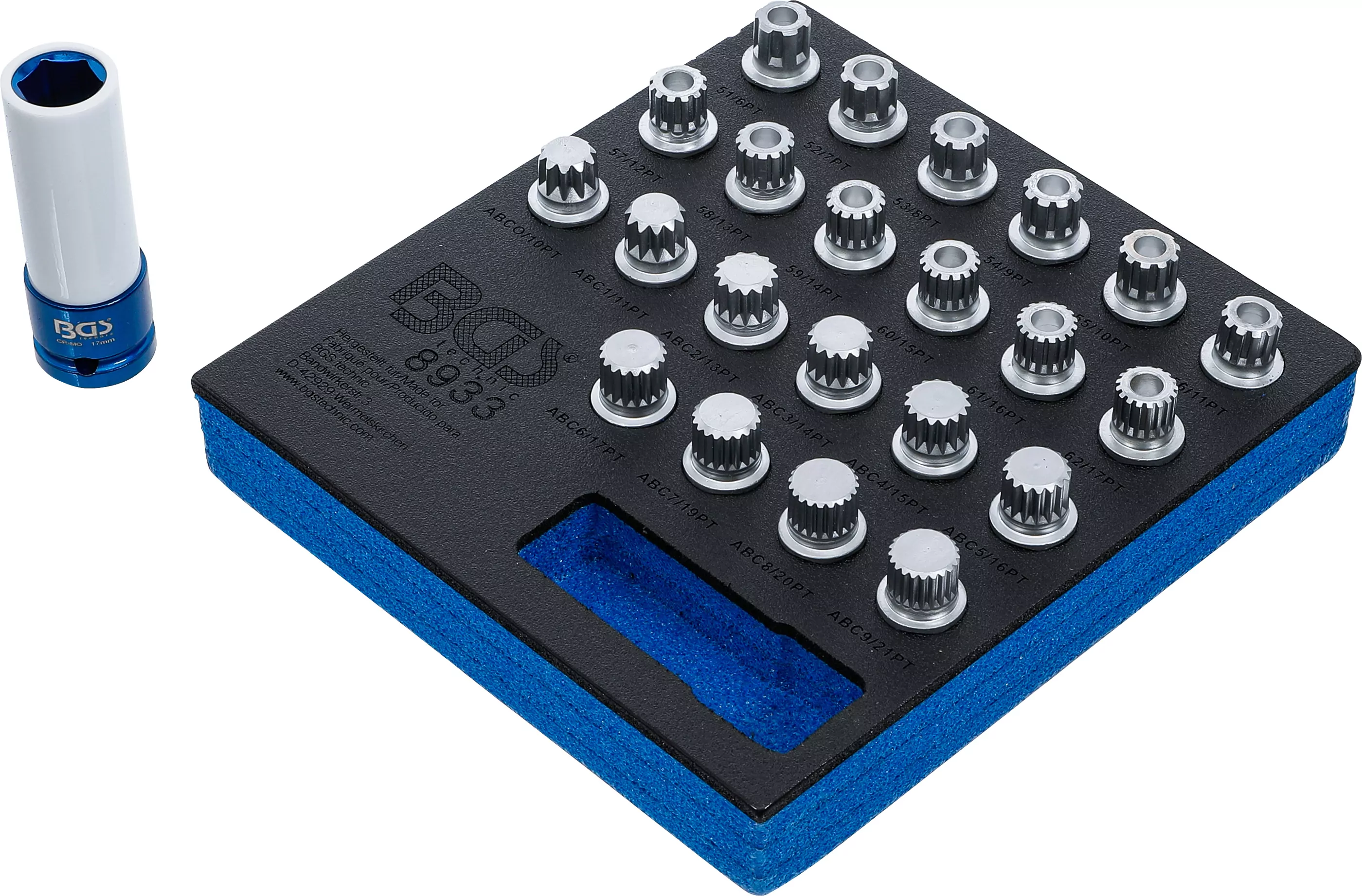 Werkstattwageneinlage 1/6: Felgenschloss-Werkzeug-Satz für VAG | 23-tlg.