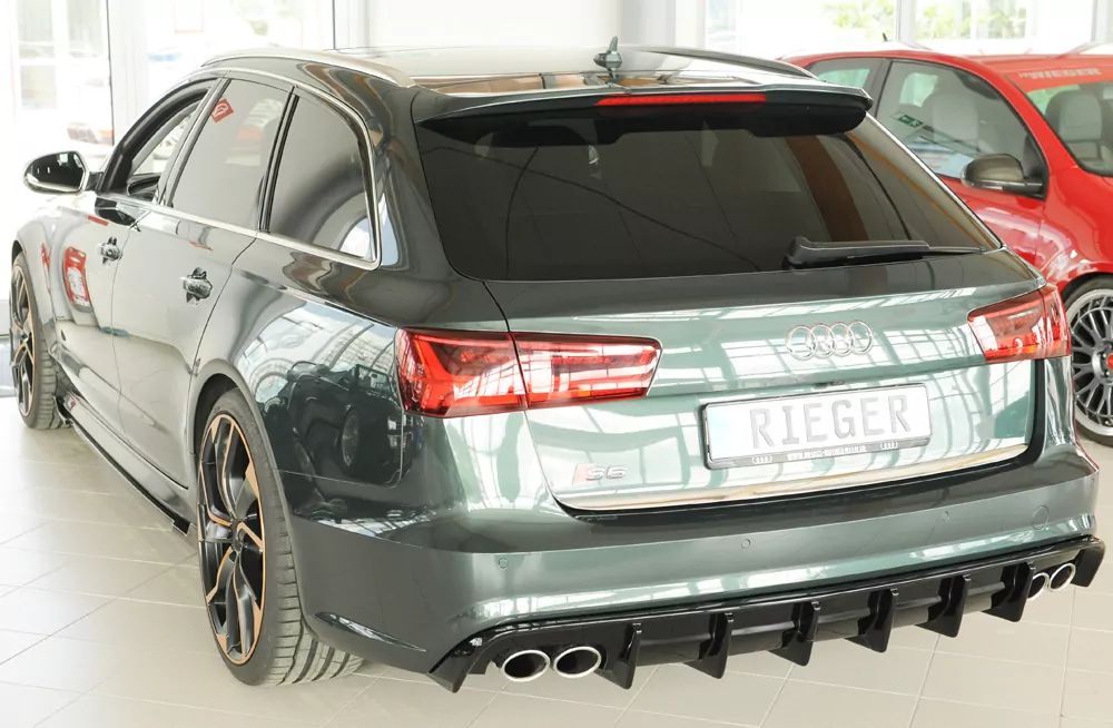 Rieger Heckeinsatz (für Fzg. mit AHK) glanz schwarz für Audi A6 S6 (4G/C7) Lim. 09.14- (ab Facelift)