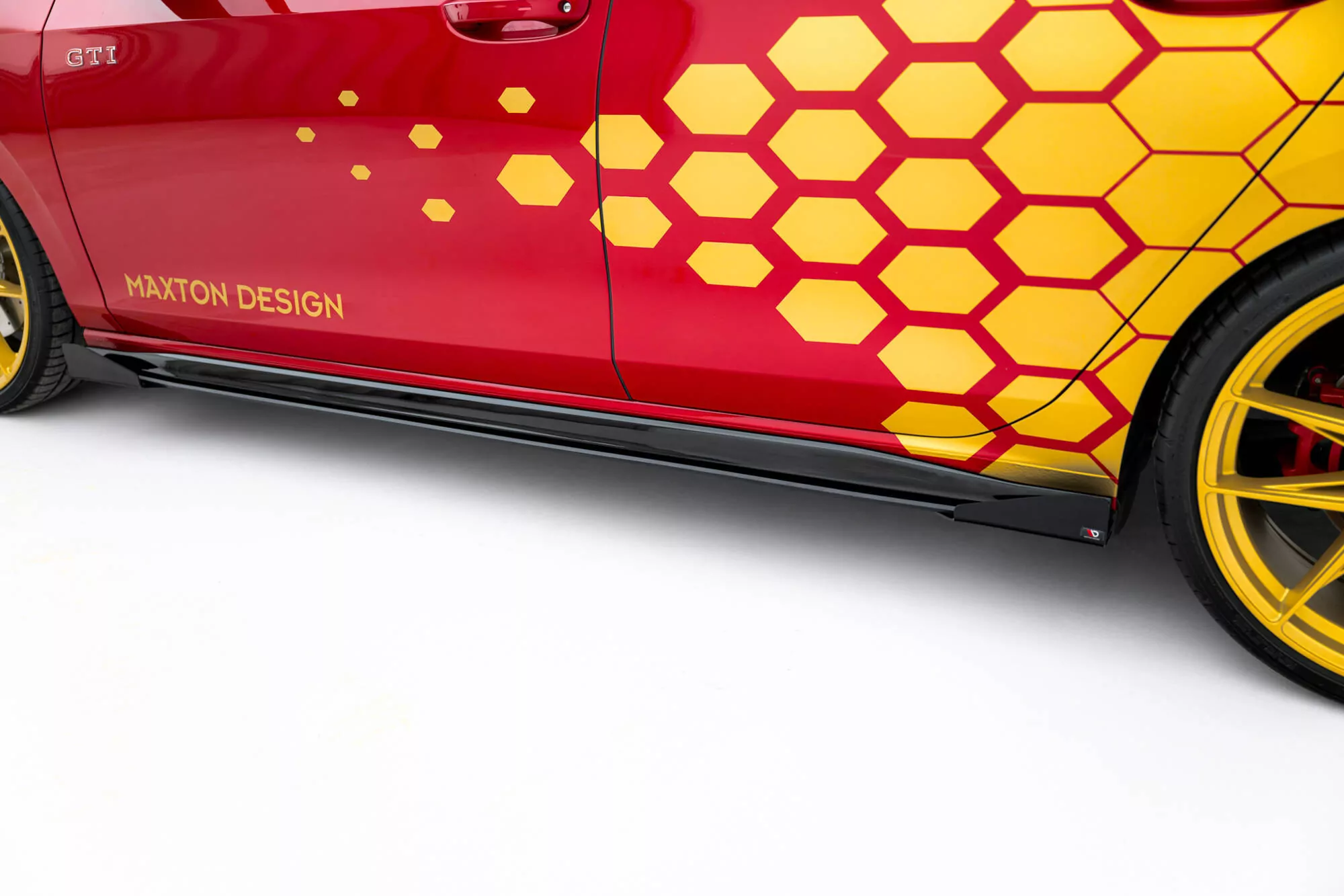 Robuste Racing Seitenschweller Ansatz Für Für + Flaps Volkswagen Golf GTI / GTE / GTI Clubsport / R-Line Mk8 Schwarz Hochglanz