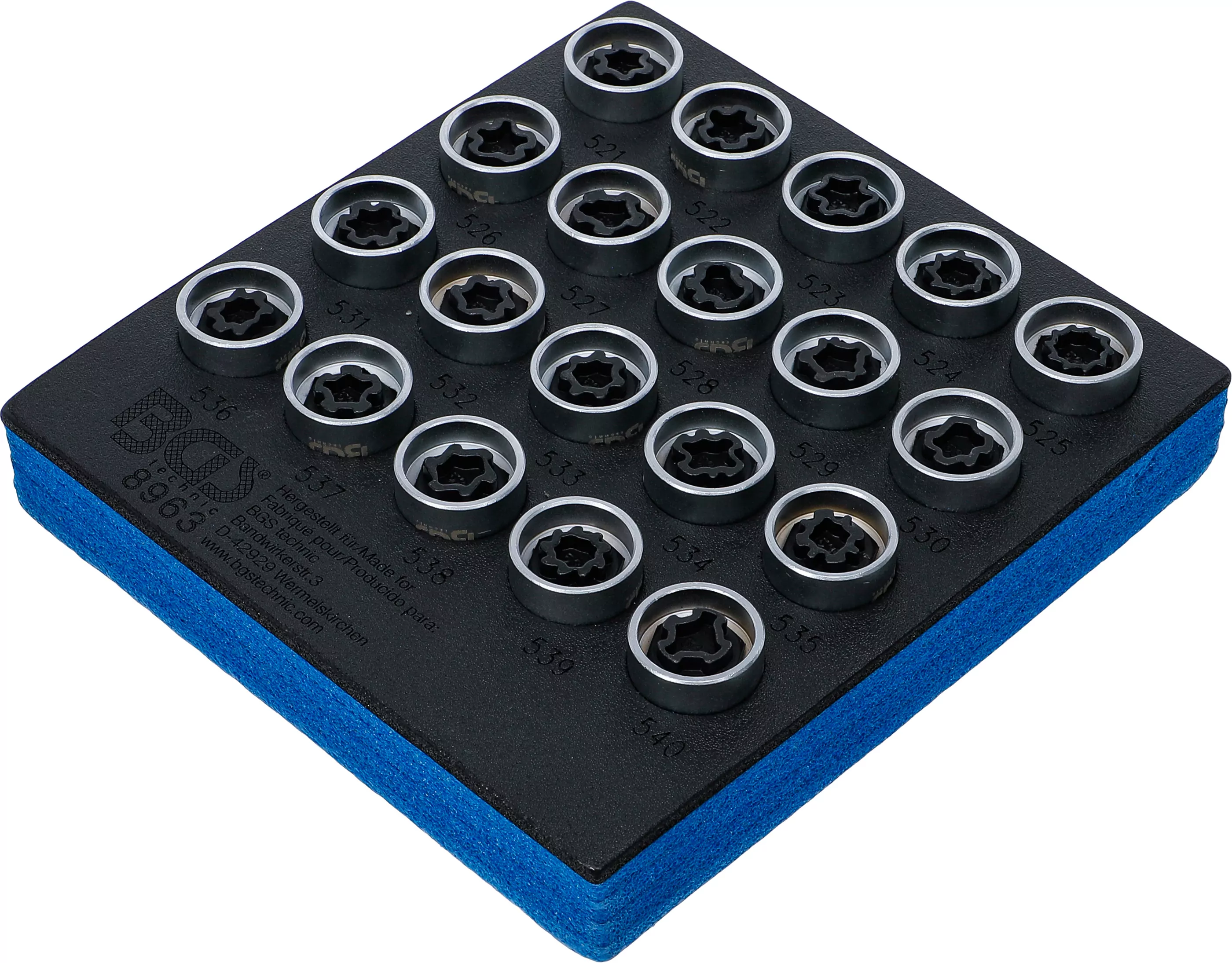 Werkstattwageneinlage 1/6: Felgenschloss-Werkzeug-Satz für VAG | 20-tlg.