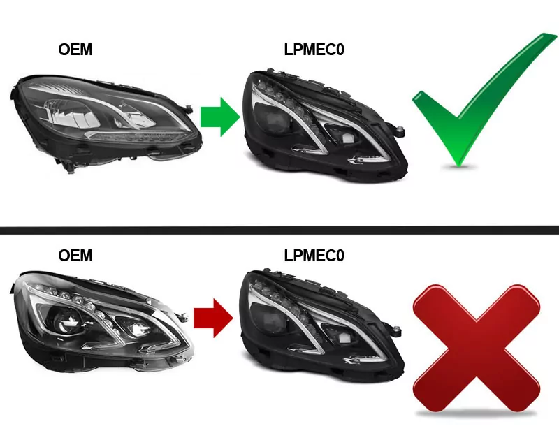 HEADLIGHTS TRUE DRL BLACK fits MERCEDES W212 13-16