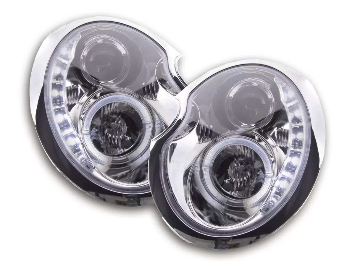 Scheinwerfer Set Daylight LED TFL-Optik Mini Cooper Typ R50 Bj. 01-06 chrom
