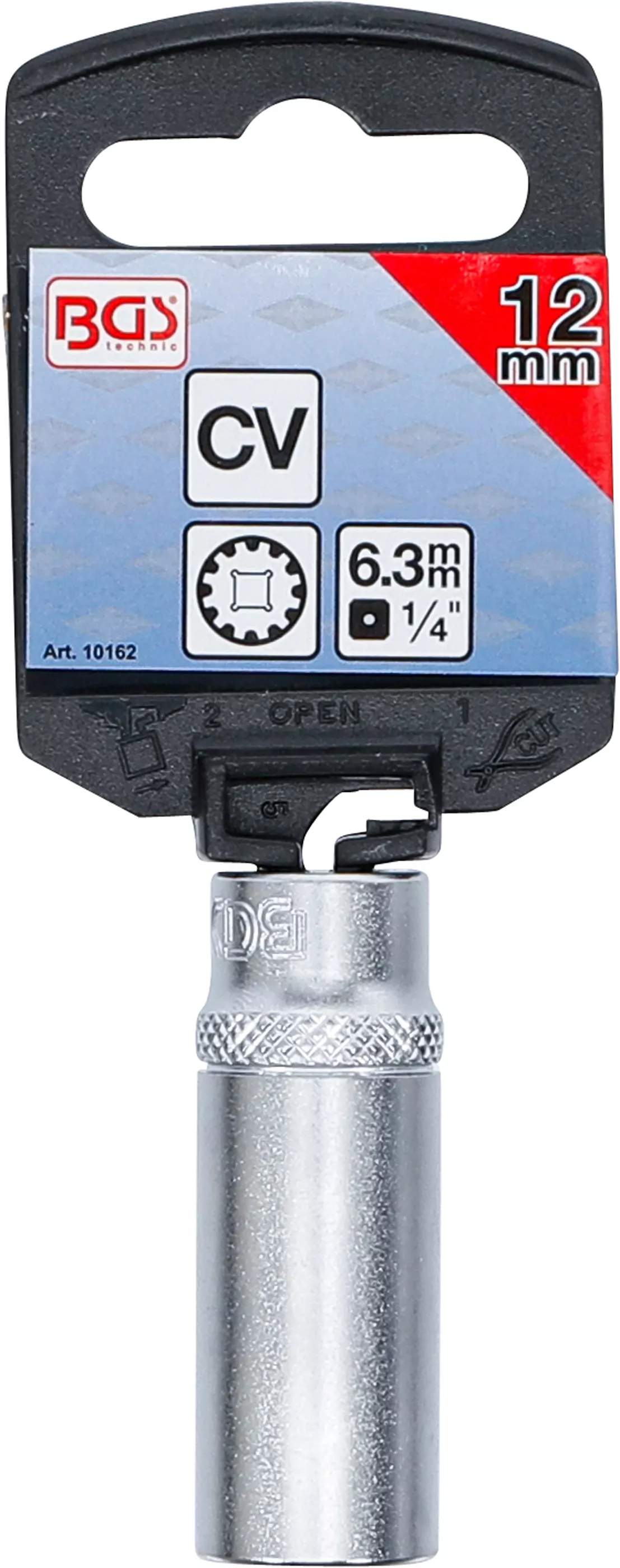 Steckschlüssel-Einsatz Gear Lock, tief | Antrieb Innenvierkant 6,3 mm (1/4") | SW 12 mm