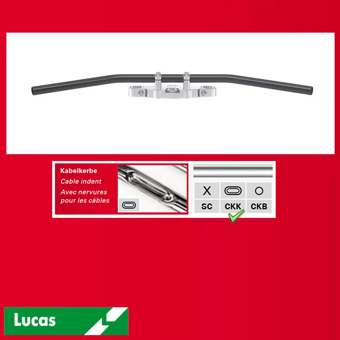Stahllenker "Dragbar Medium", Stahl, verchromt 1 ZOLL (25,4 MM) mit Kabelkerben, Breite: 795mm