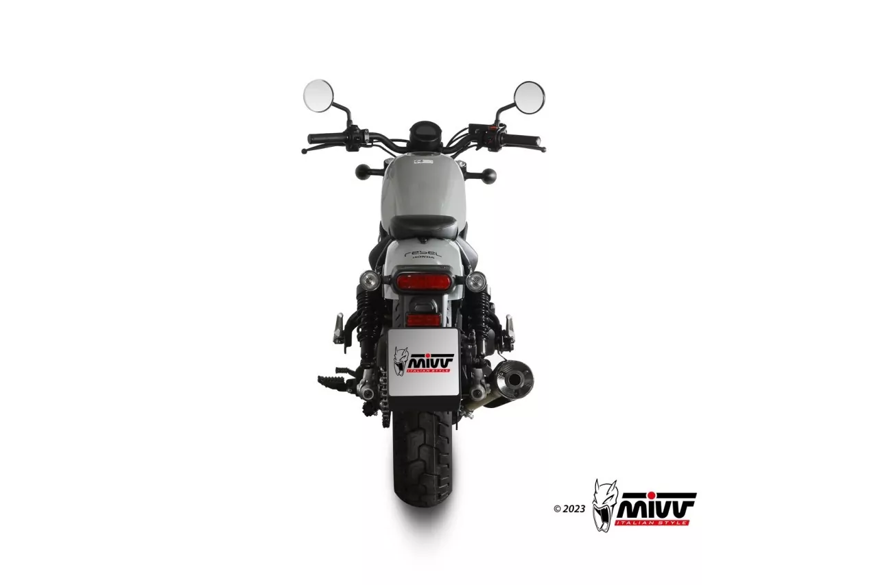 MIVV HR-1 Edelstahl Schwarz Mit Kurzer Carbonendkappe HONDA CMX 500 REBEL 22-24