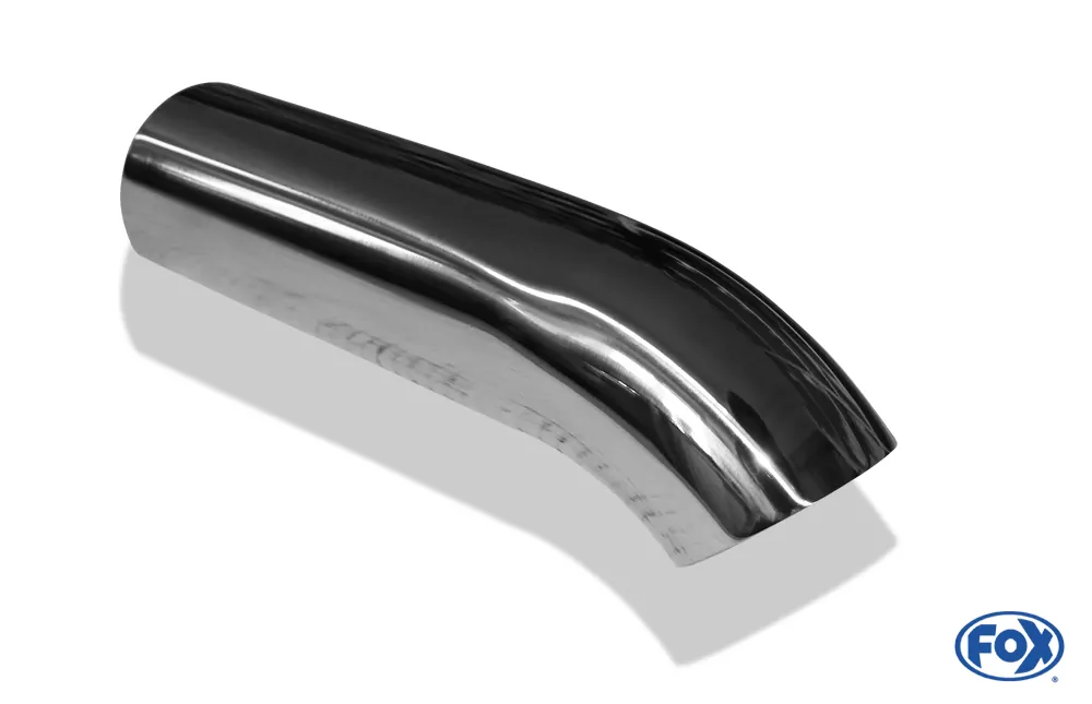 Anschweißendrohr Typ 28 zum Stecken Ø 63 mm / Länge: 180 mm / uneingerollt / 45° nach unten gebogen - Anschluss: 55mm