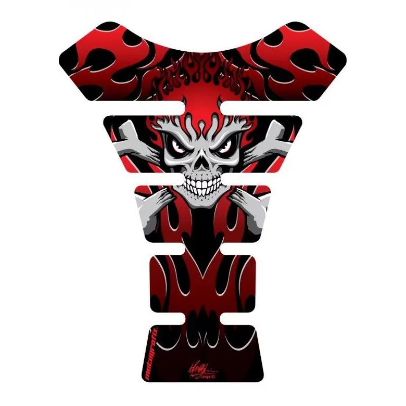 Motografix Flaming Skull Red 3D Gel Tank Pad Protector ST063R