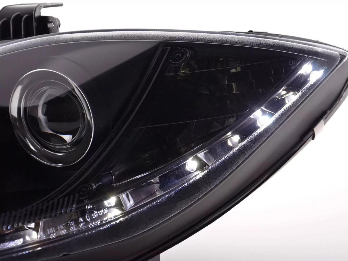 Scheinwerfer Set Daylight LED TFL-Optik Seat Leon 1P Bj. 09- schwarz