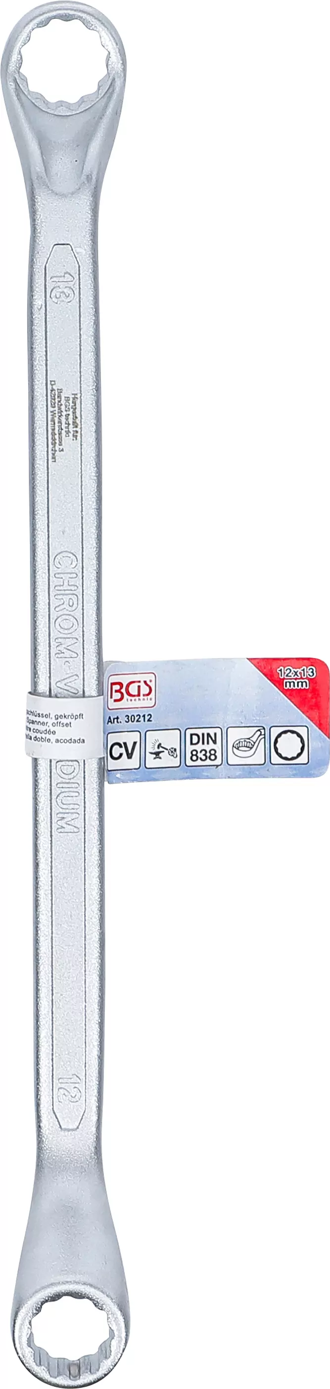 Doppel-Ringschlüssel | tief gekröpft | SW 12 x 13 mm