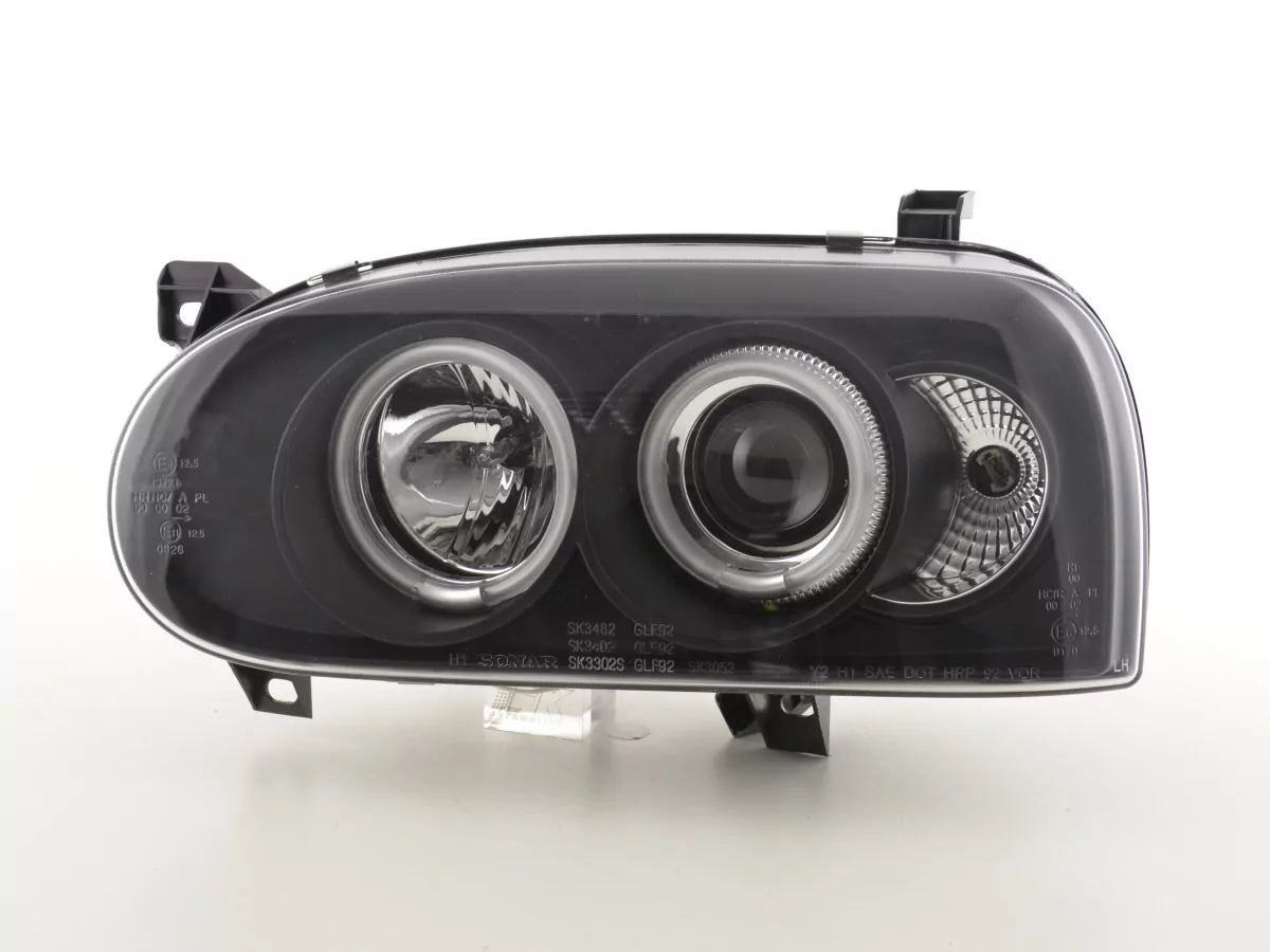 Scheinwerfer Set Angel Eyes CCFL VW Golf 3 Bj. 92-98 schwarz