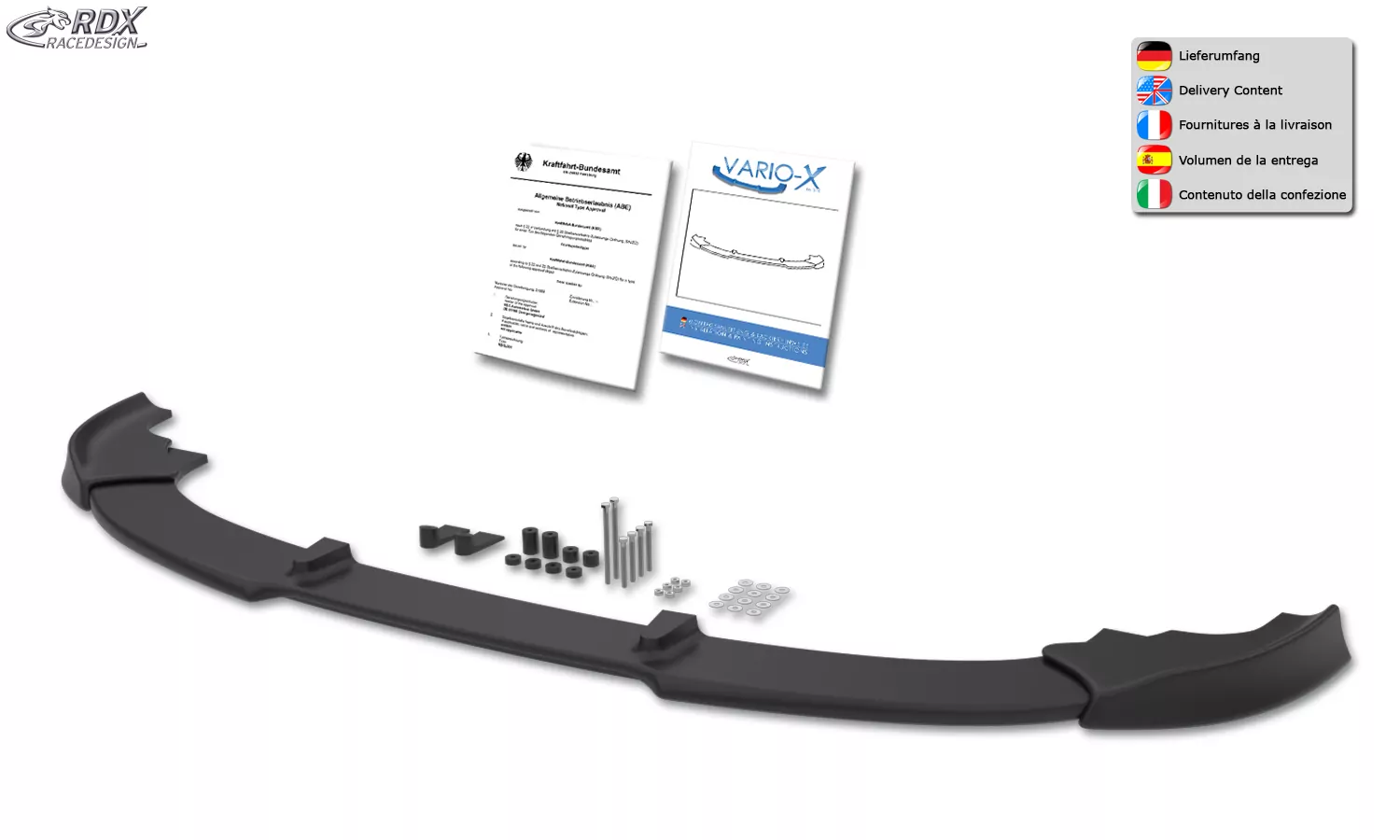 RDX Frontspoiler VARIO-X für MERCEDES E-Klasse W212 2013+ Frontlippe Front Ansatz Vorne Spoilerlippe