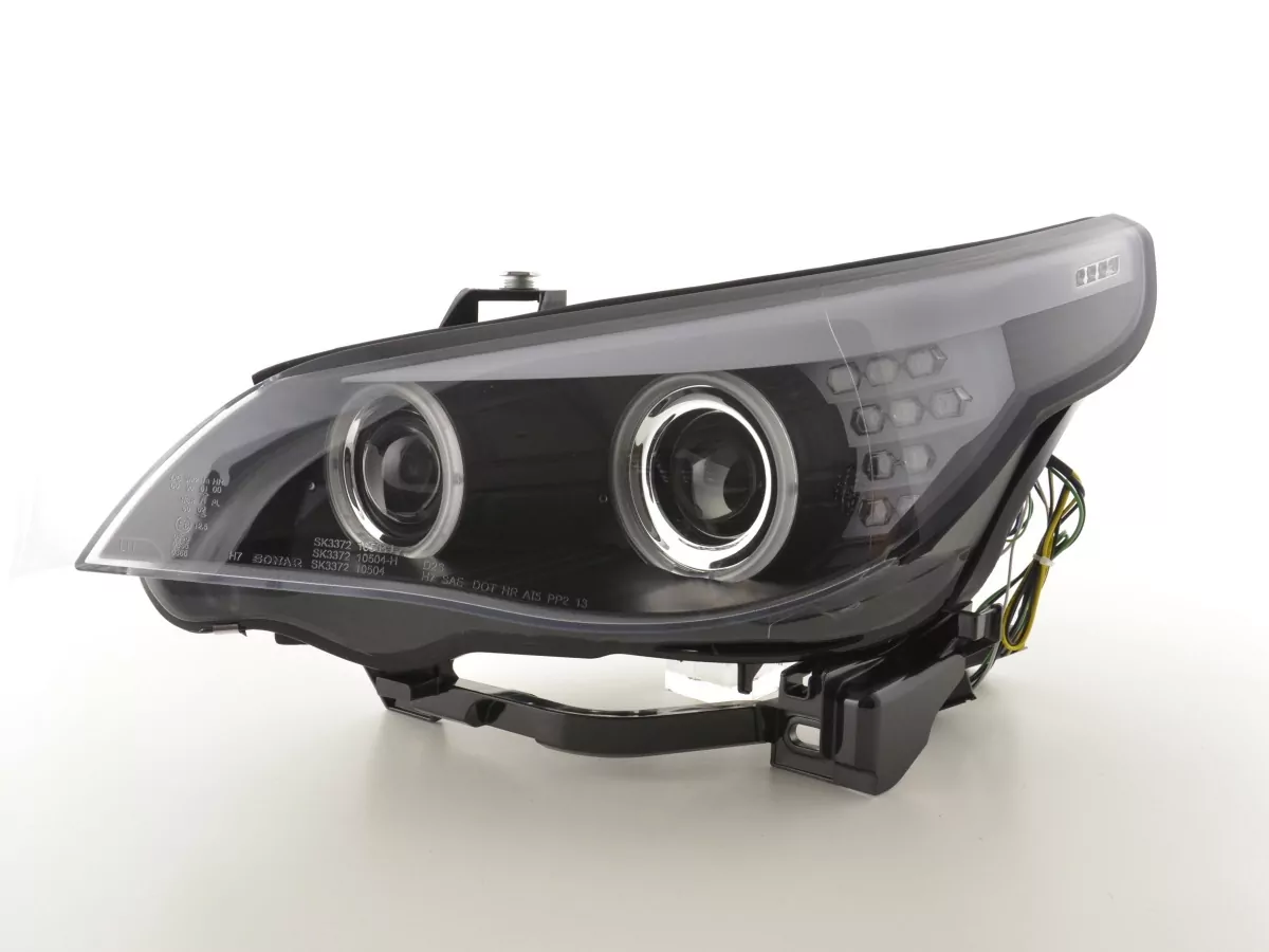 Scheinwerfer Set Xenon Angel Eyes CCFL BMW 5er E60/E61 Bj. 03-04 schwarz