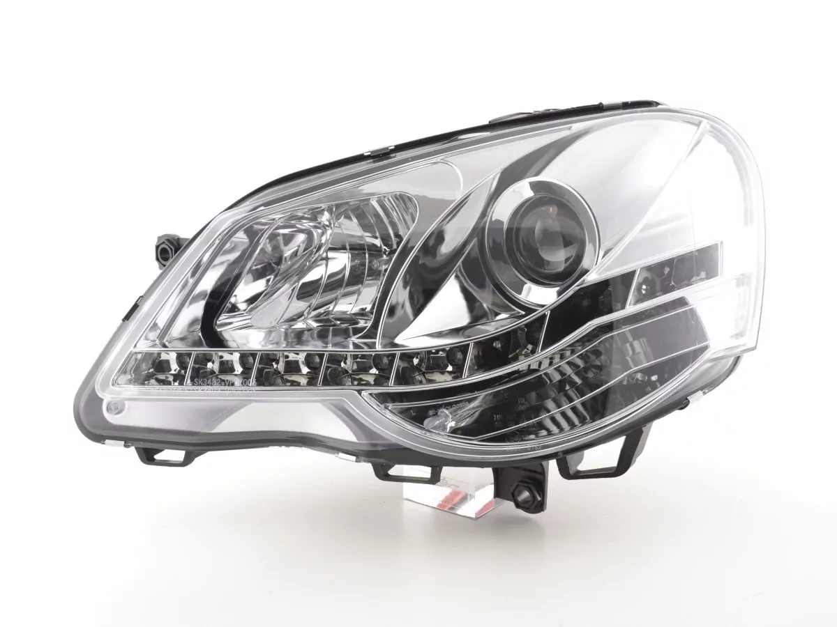 Scheinwerfer Set Daylight LED TFL-Optik VW Polo Typ 9N3 Bj. 05-09 chrom für Rechtslenker