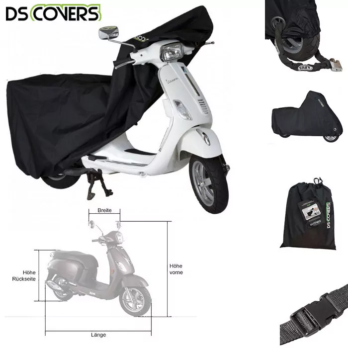 Roller-Abdeckplane "Cup" | Gr. L | schwarz | ohne Windschutzscheibe, L 205 x B 90 x HV 120 x HR 80cm