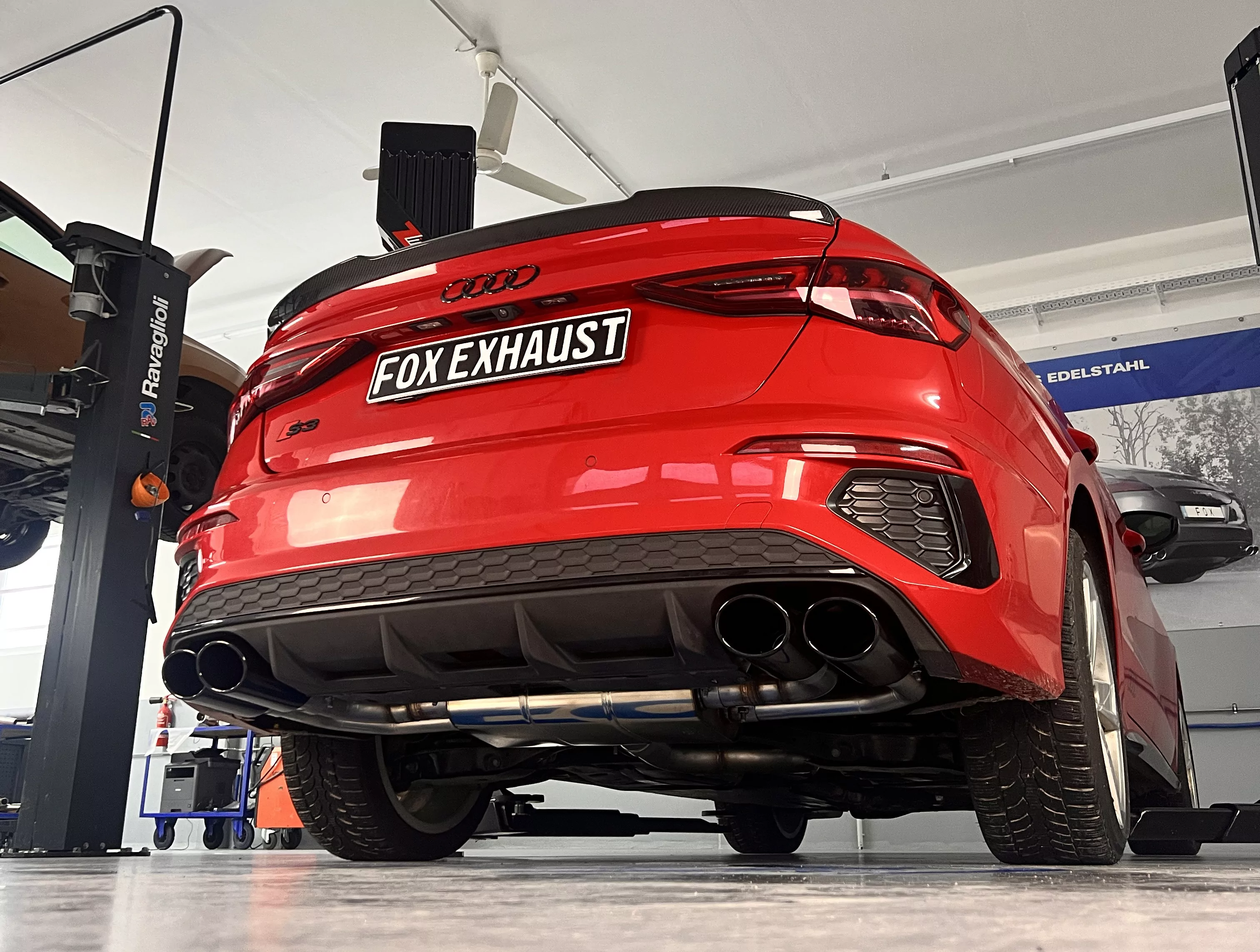 Audi S3 GY - Limousine  Halbanlage ab OPF mit Abgasklappen - 2x115x85 Typ 32 rechts/links Endrohre schwarz emalliert