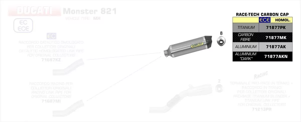 Arrow Endschalldämpfer Race-Tech Aluminium, Homologiert Ducati MON