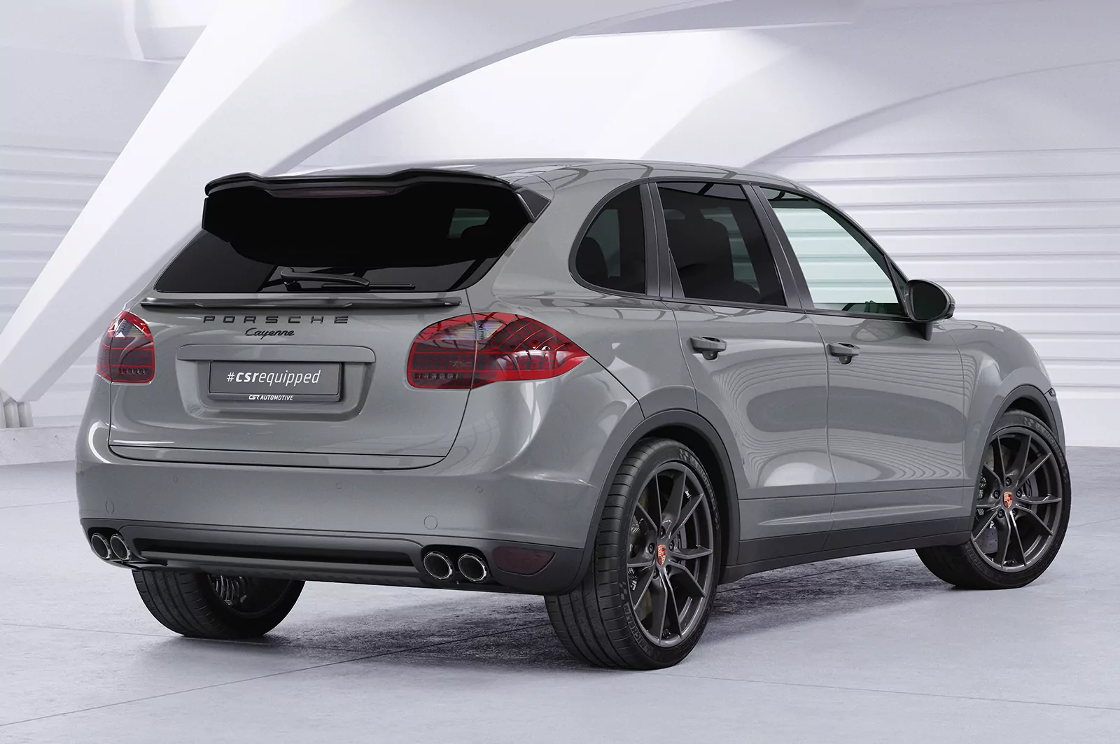 Heckflügel mit ABE für Porsche Cayenne Typ 92A HF757 Schwarz Strukturiert