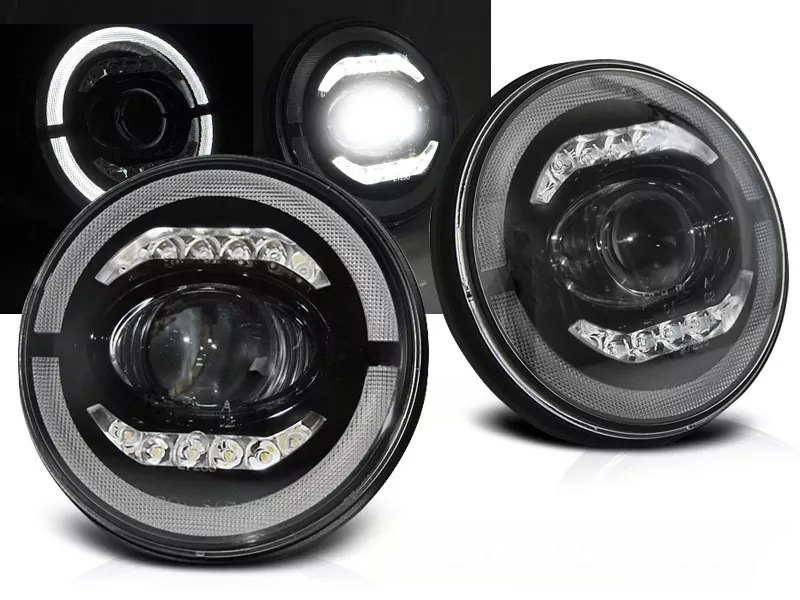 Chrysler Jeep Wrangler Tj/ Lj/ Jk 96-18 Angel Eye Led Black