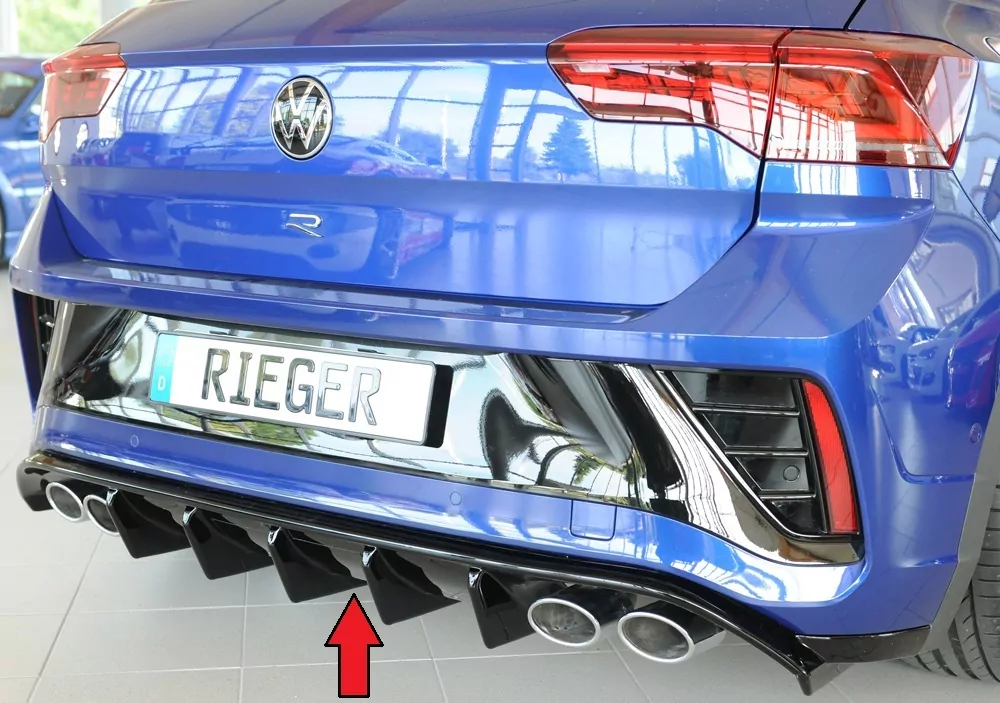 Rieger Heckeinsatz (für Fzg. mit AHK) glanz schwarz für VW T-Roc R (A1) 5-tür. 01.22- (ab Facelift)