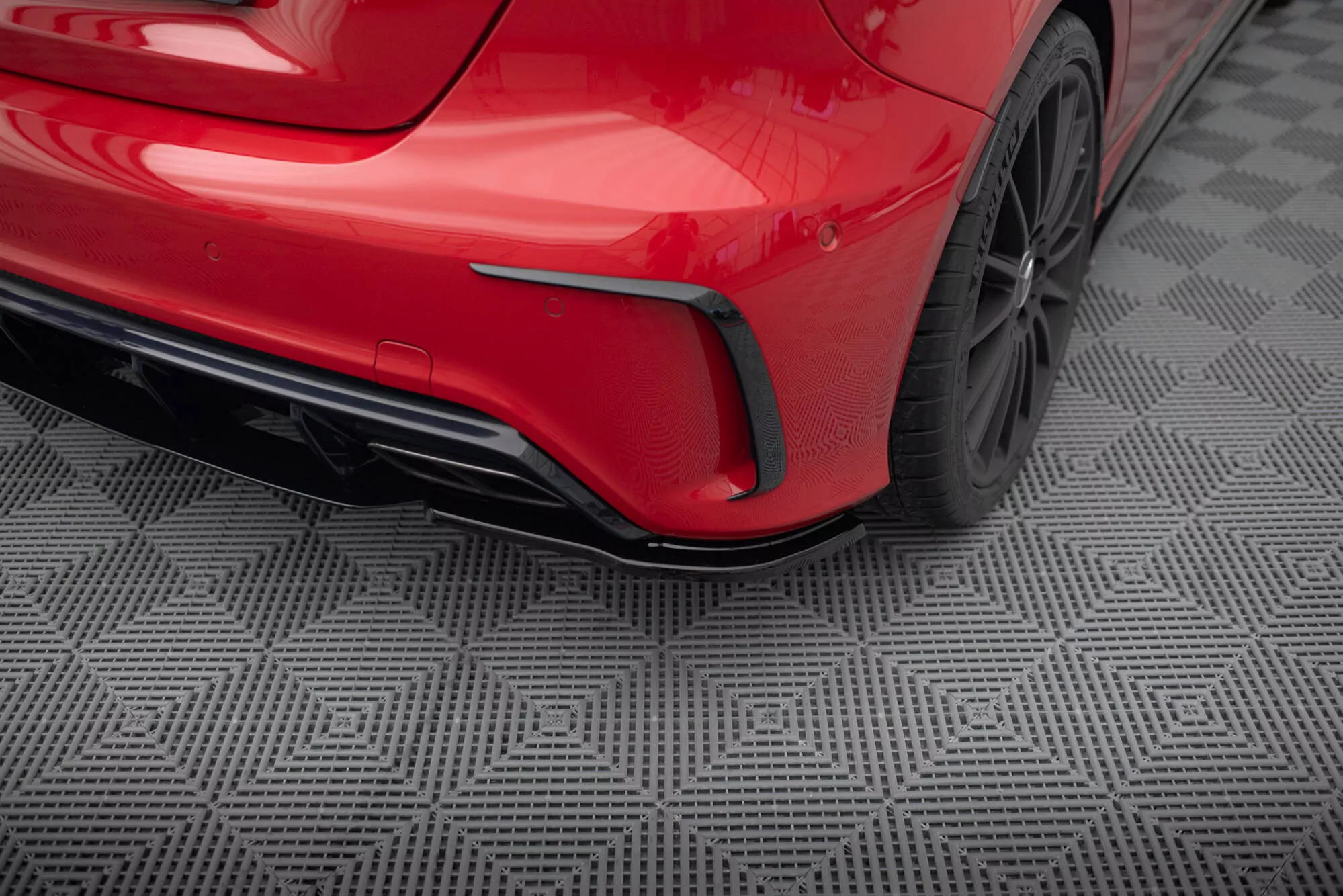 Heck Ansatz Flaps Diffusor Passend Für Diffusor Passend Für Mercedes A W176 AMG FL Schwarz Hochglanz Schwarz Hochglanz