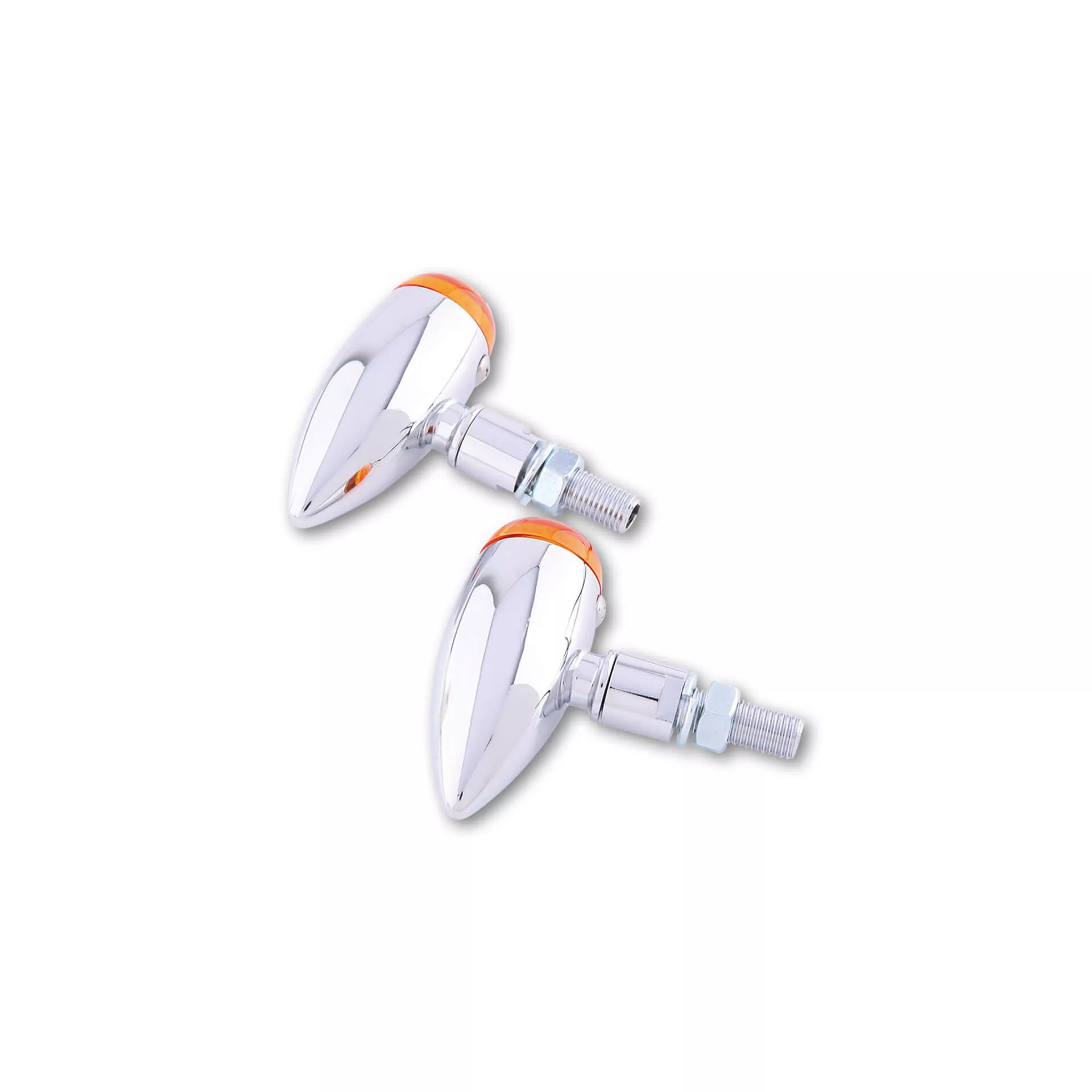 HIGHSIDER smart Micro-Bullet Glühlampen Blinker Gehäuse Chrom / Linse Orange (Paar), Vorn & Hinten