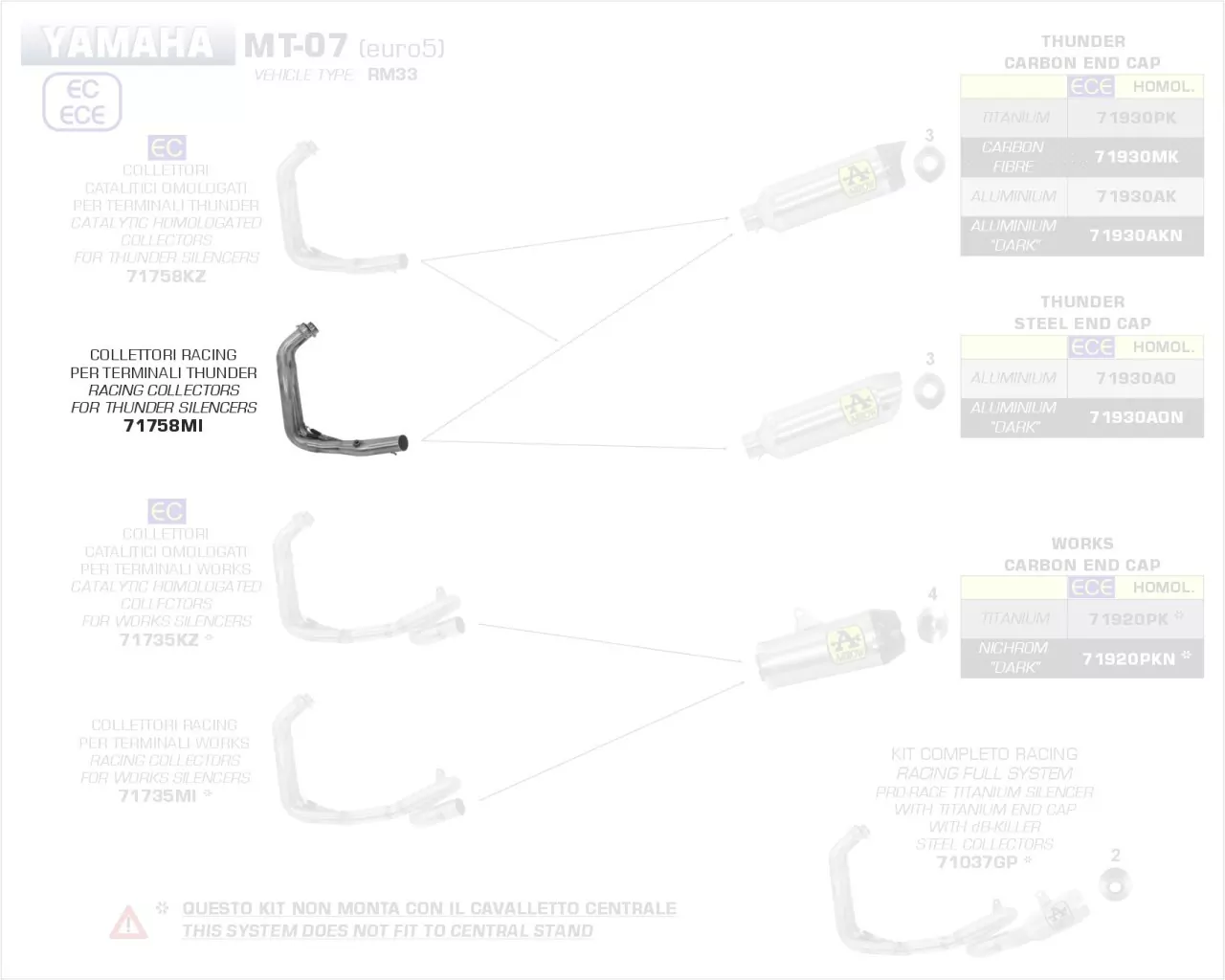71758MI-Arrow Krümmer Yamaha MT07 2021-