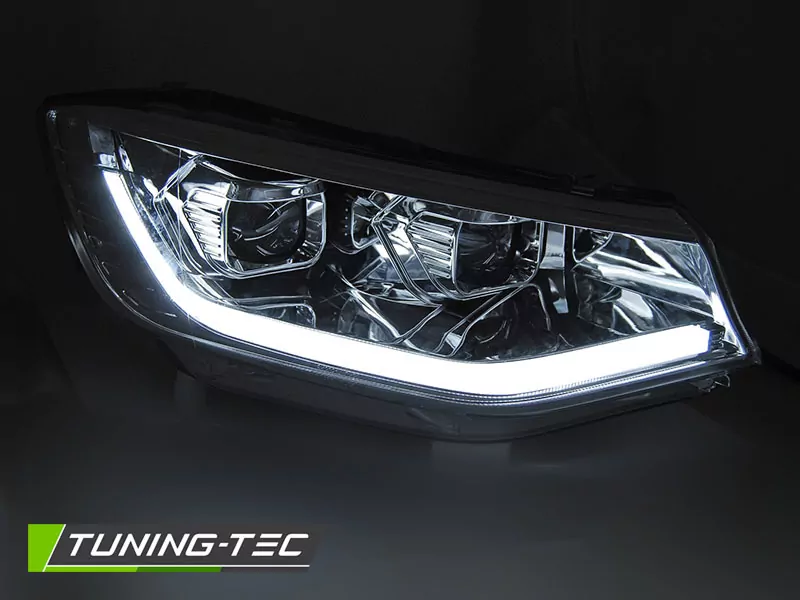 Headlights Tube Light Chrome Drl Seq Fits Vw Caddy 20-