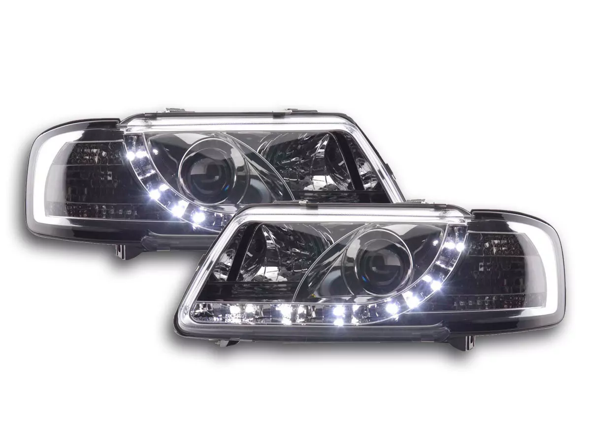 Scheinwerfer Set Daylight LED TFL-Optik Audi A3 Typ 8L Bj. 96-00 chrom