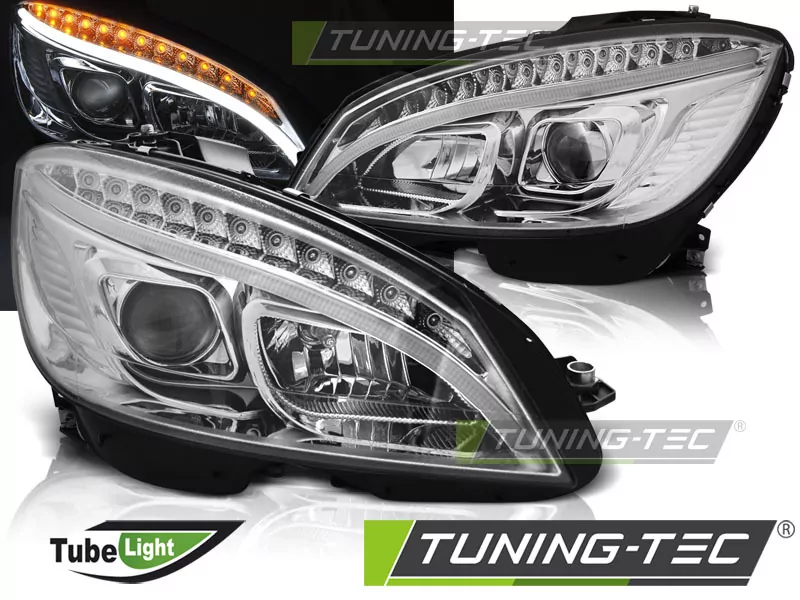HEADLIGHTS TUBE LIGHT CHROME fits MERCEDES W204 07-10