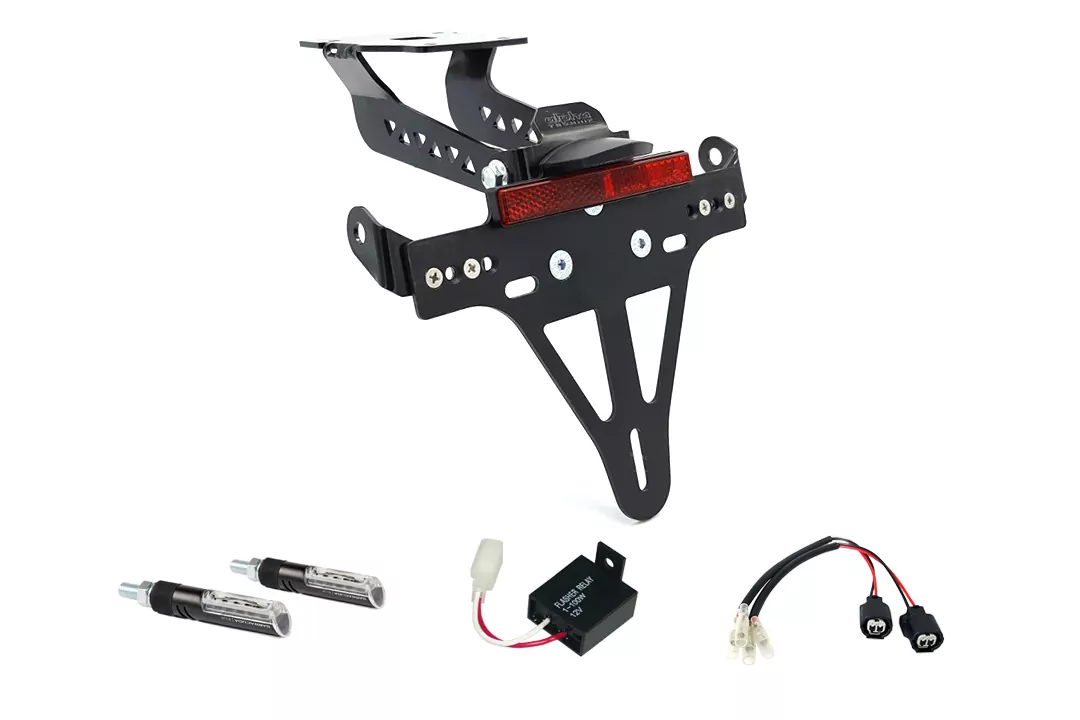 alpha Technik Kennzeichenhalter-Blinker-Kit IDEA für Kawasaki Z900 ab Modelljahr 2020- (Hinten)