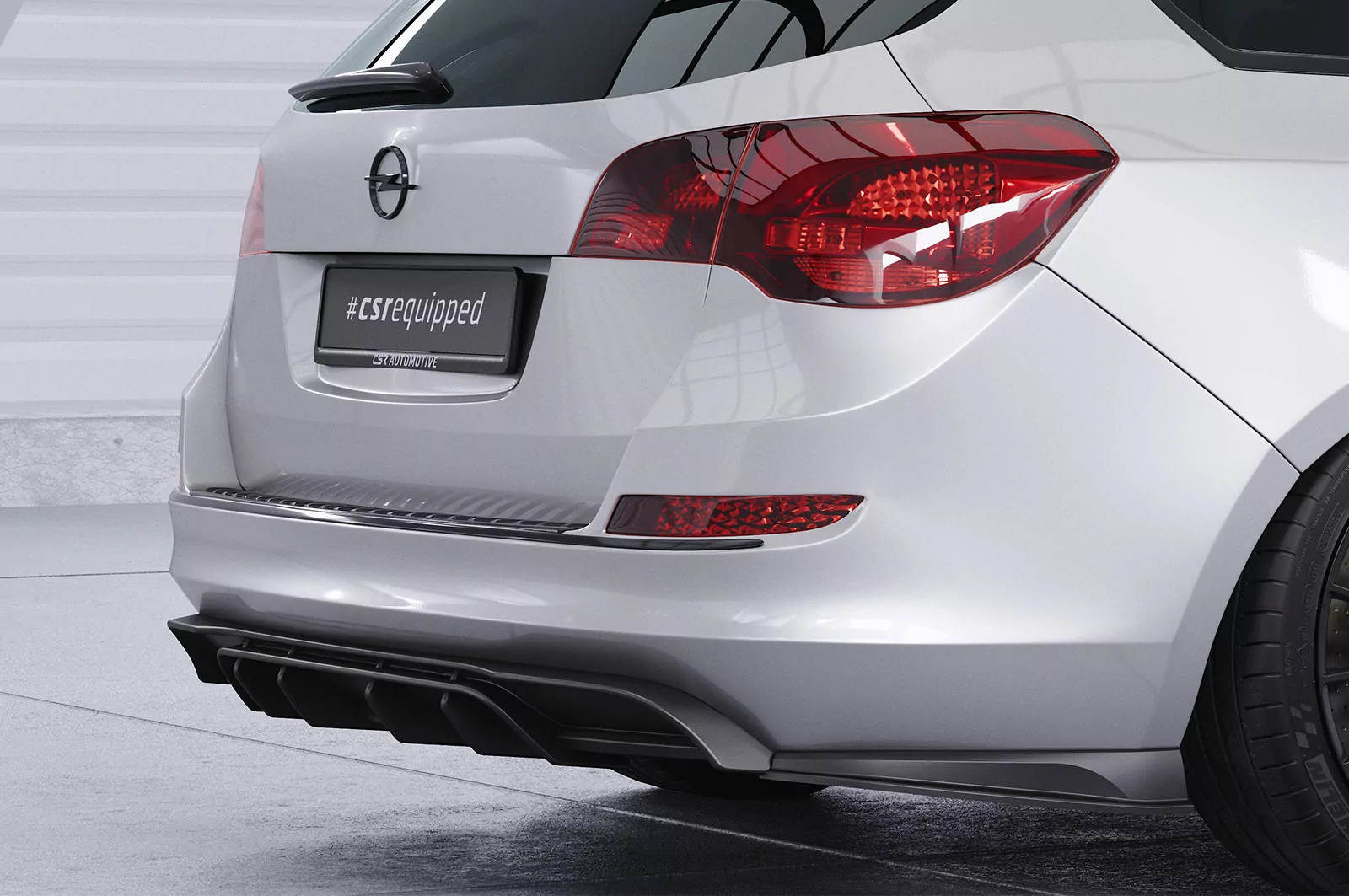 Heckansatz für Opel Astra J Sports Tourer HA424 Schwarz Strukturiert