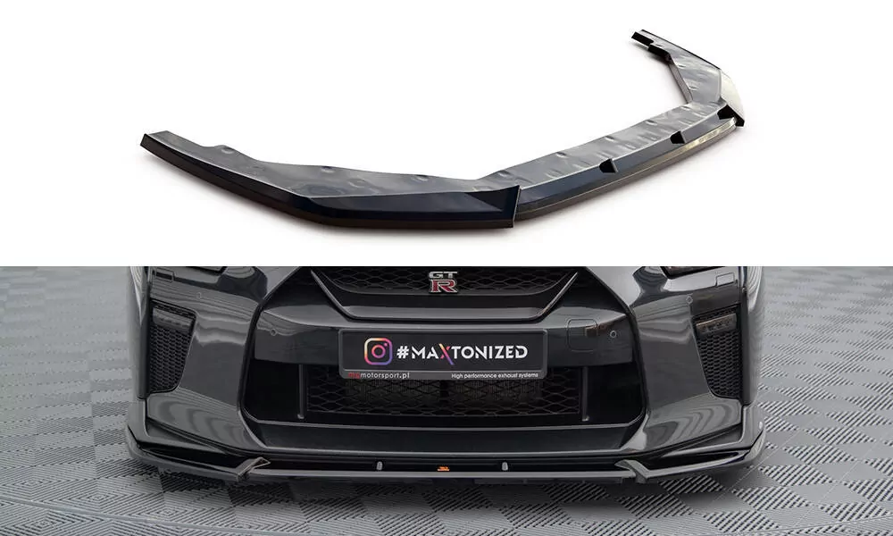 Front Ansatz V.2 Für Nissan GTR R35 Facelift Schwarz Hochglanz