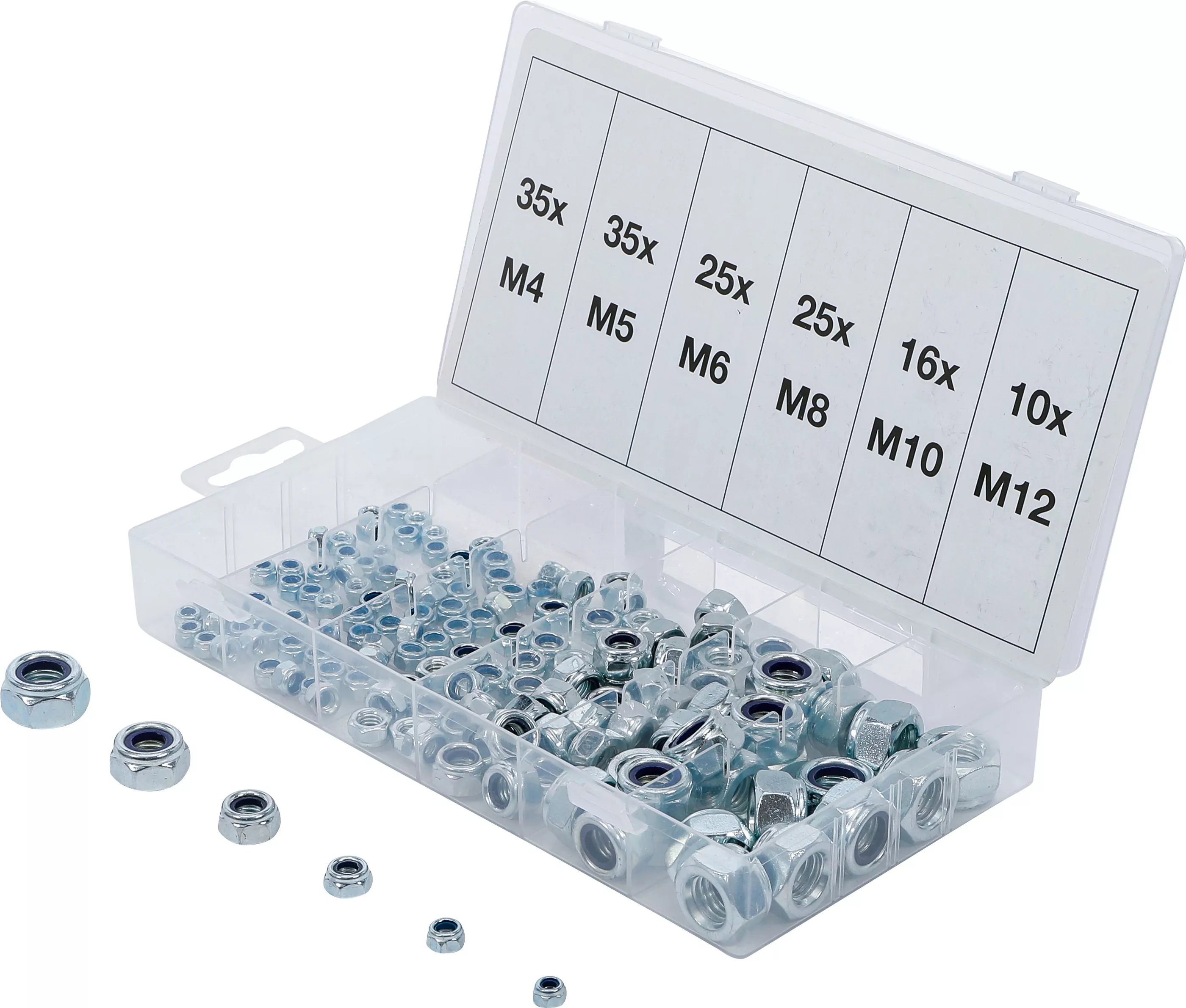 Sechskant-Muttern-Sortiment | selbstsichernd | 146-tlg.
