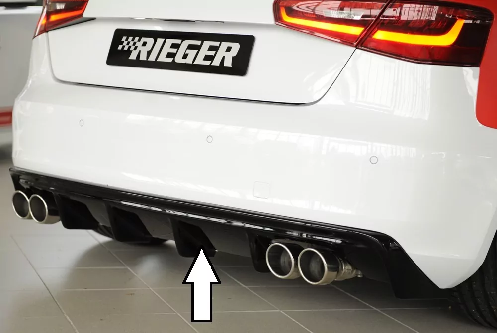 Rieger Heckeinsatz (GBL56787) für Audi A3 (8V) - 5-tür. (Sportback 8VA) 07.12-08.16 (bis Facelift) schwarz glanz