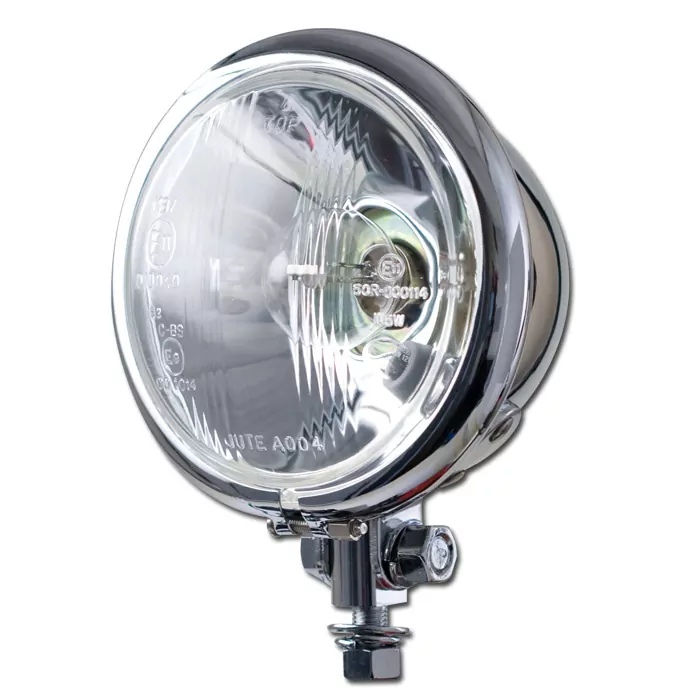 Scheinwerfer | 4-1/2" | Bates Style | Jute A004 | Chrom | Bilux 35/35w Mit Standlicht | E-geprüft