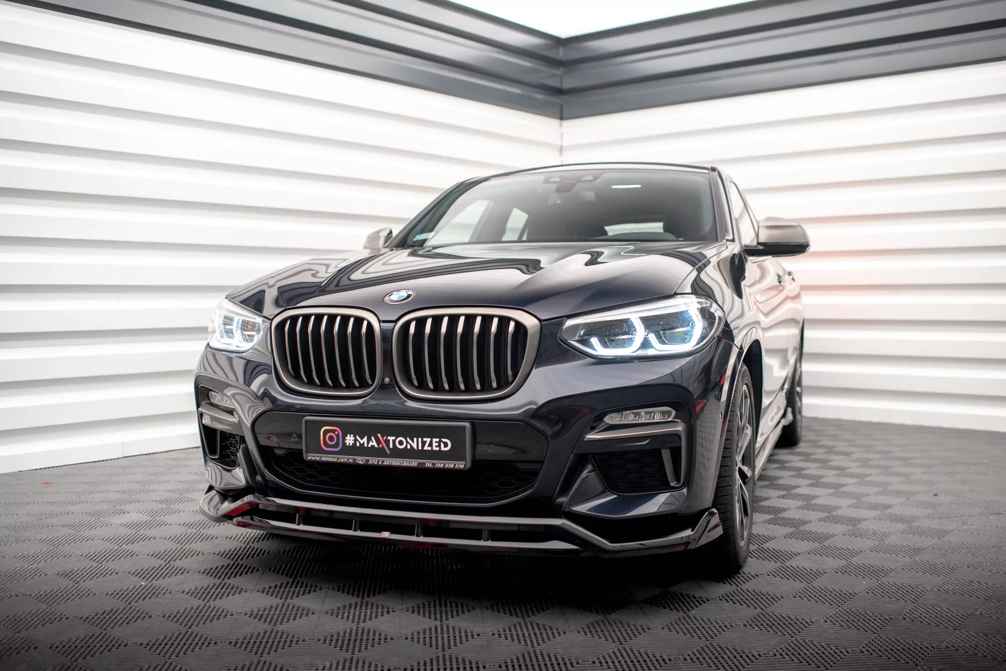 Front Ansatz V.2 Für BMW X4 M-Paket G02 Schwarz Hochglanz