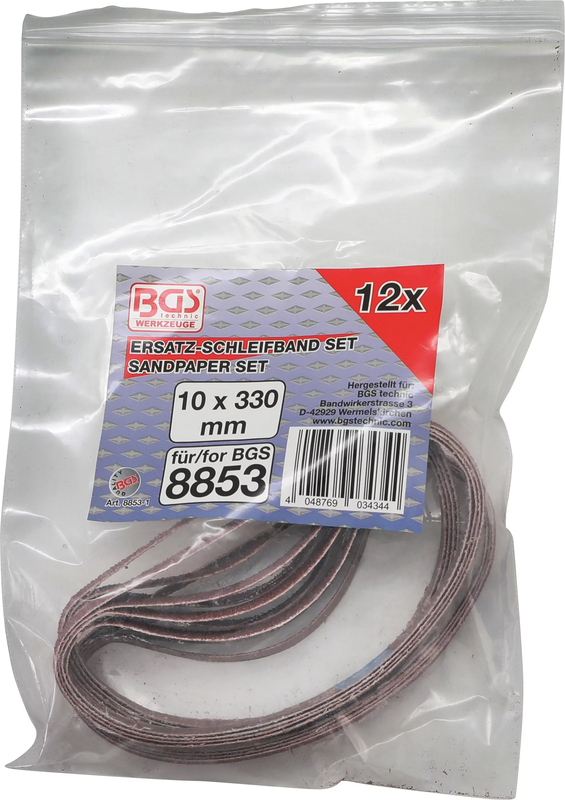 Schleifband-Satz | für Art. 8853 | 10 mm x 330 mm | K 60 - 80 - 120 | 12 tlg.