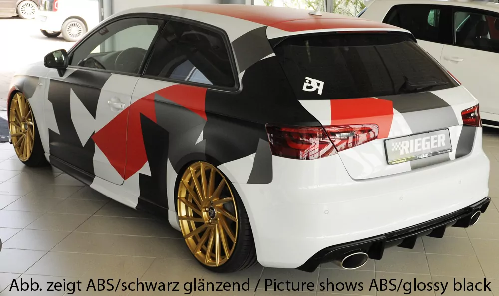 Rieger Heckeinsatz für Audi A3 (8V) - 5-tür. (Sportback 8VA) 07.12-08.16 (bis Facelift) carbon optik