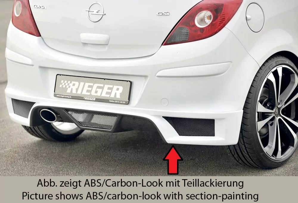 Rieger Heckschürzenansatz für Opel Corsa D - 3-tür. 01.11- (ab Facelift) carbon optik