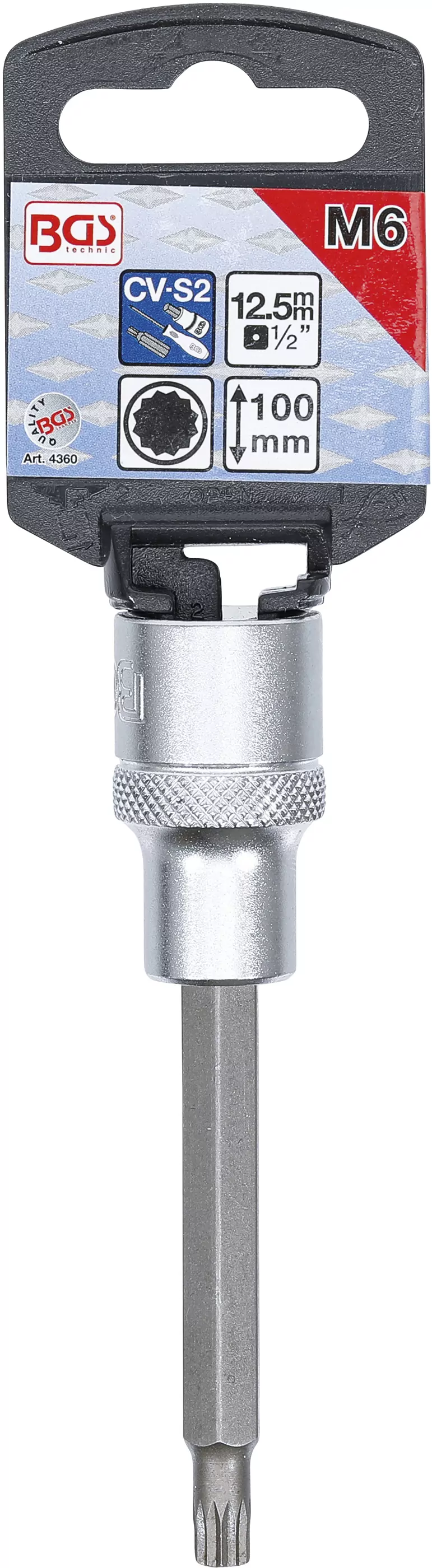 Bit-Einsatz | Länge 100 mm | Antrieb Innenvierkant 12,5 mm (1/2") | Innenvielzahn (für XZN) M6