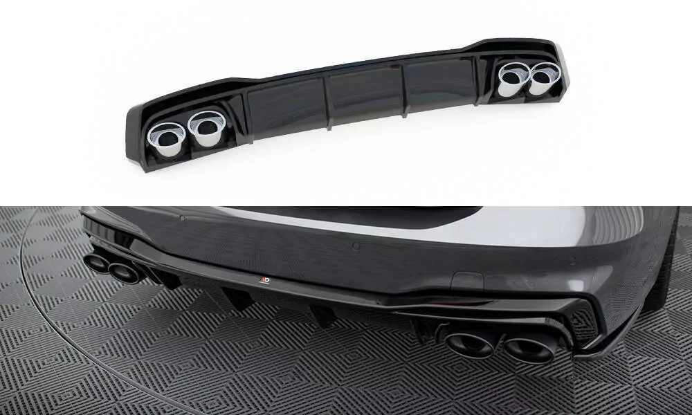 Diffusor Heck Ansatz Für + Endschalldampfer Sportauspuff Attrappe Audi A7 S-Line C8 / S7 C8 / C8 Facelift / S7 Facelift