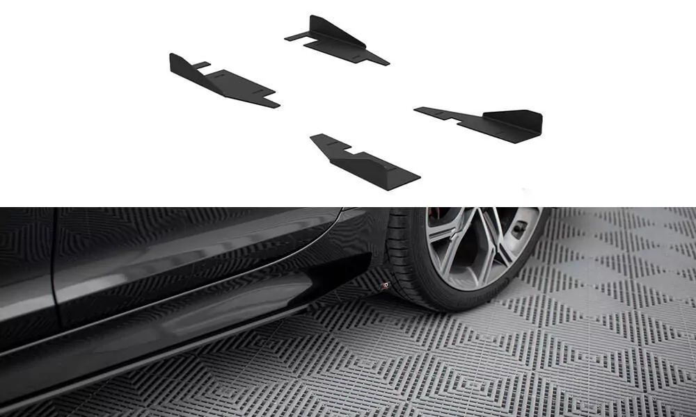 Seitenschweller Flaps Für Kia Stinger GT / GT-Line / Standard Mk1 Schwarz Hochglanz