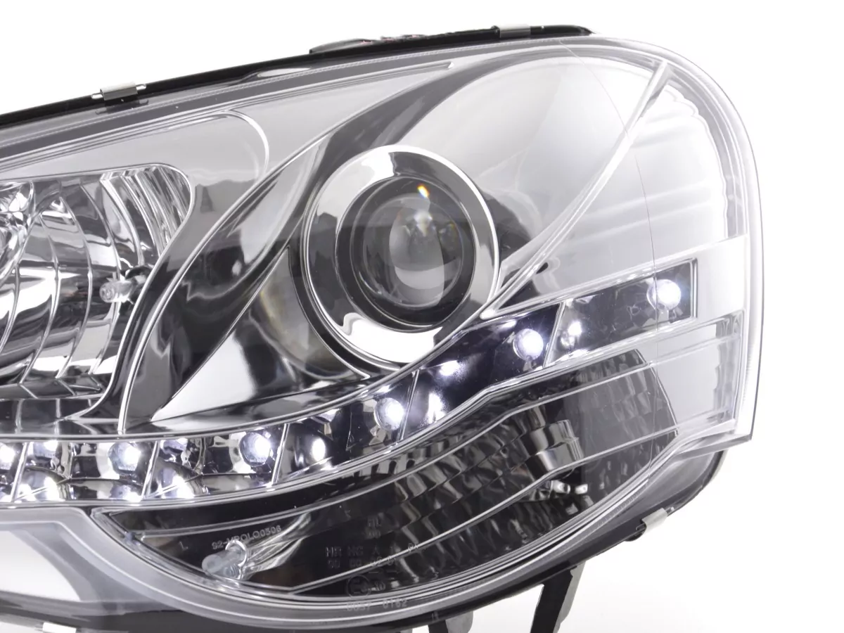 Scheinwerfer Set Daylight LED TFL-Optik VW Polo Typ 9N3 Bj. 05-09 chrom für Rechtslenker