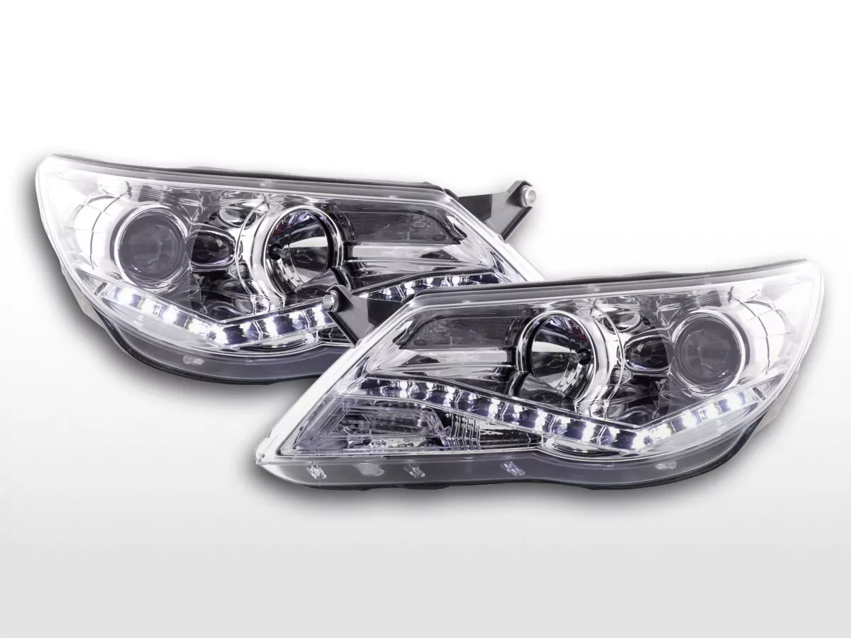 Scheinwerfer Set Daylight LED TFL-Optik VW Tiguan Bj. 07-11 chrom für Rechtslenker