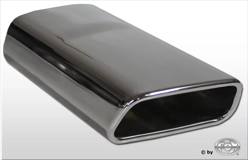 Anschweißendrohr Typ 59 Links  145x65 mm / Länge: 270 mm - trapezförmig / eingerollt / 20° abgeschrägt nach unten/ nach links 15° abgeschrägt